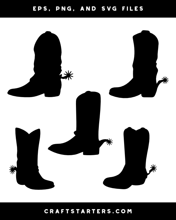 Cowboy Boot with Spur Silhouette Clip Art