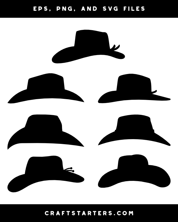 Cowboy Hat Side View Silhouette Clip Art