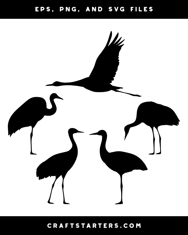 Crane Side View Silhouette Clip Art