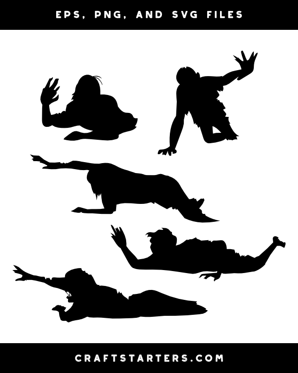 Crawling Zombie Silhouette Clip Art