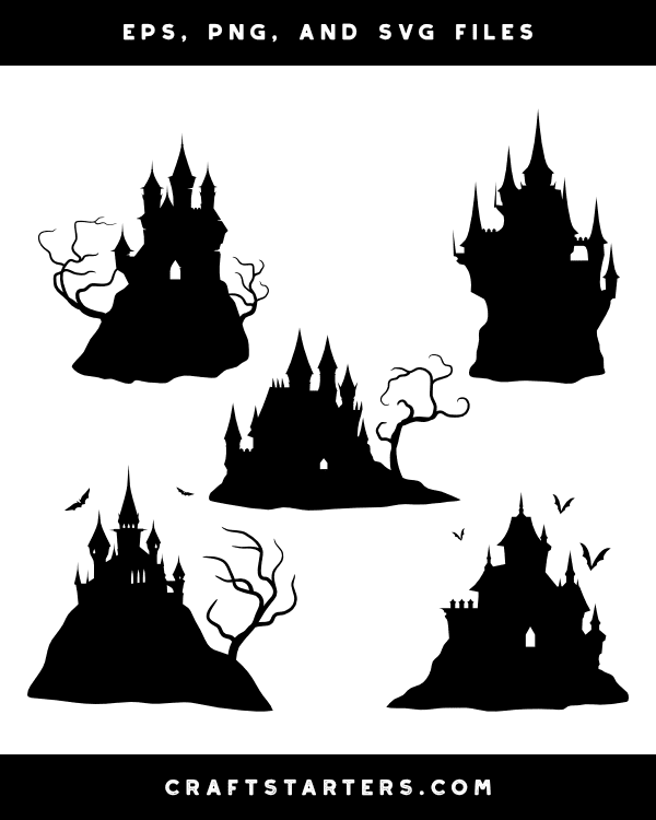 Creepy Castle Silhouette Clip Art