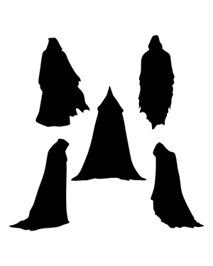 Creepy Cloaked Figure Silhouette Clip Art