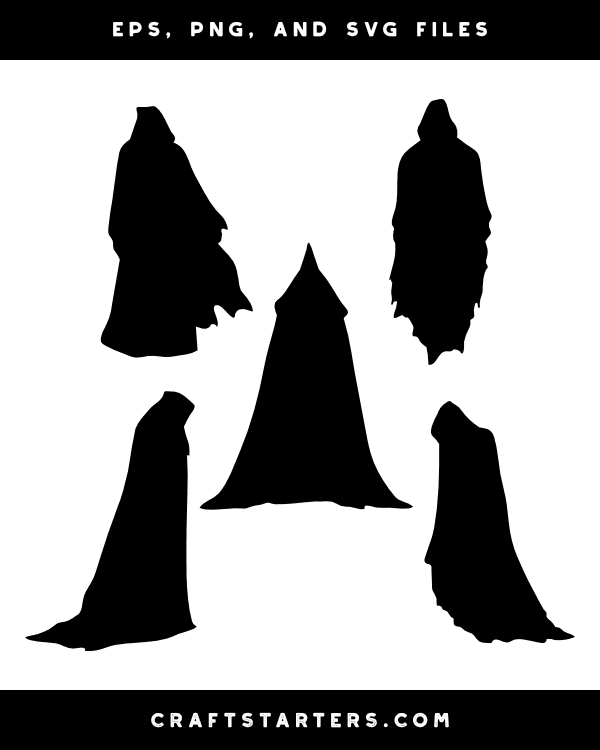 Creepy Cloaked Figure Silhouette Clip Art