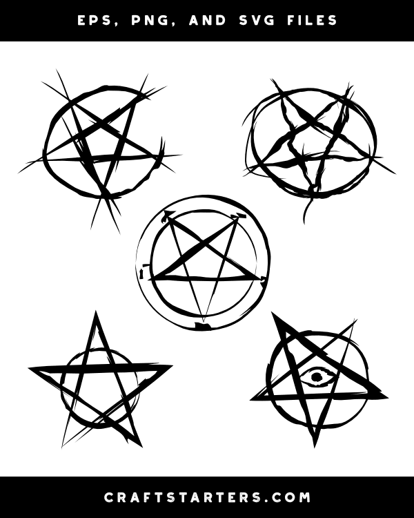 Creepy Pentagram Silhouette Clip Art