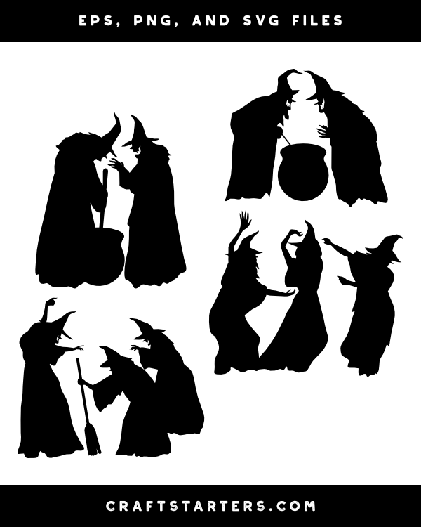 Creepy Witches Silhouette Clip Art