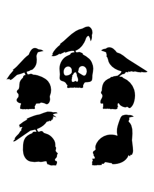 Crow and Skull Silhouette Clip Art