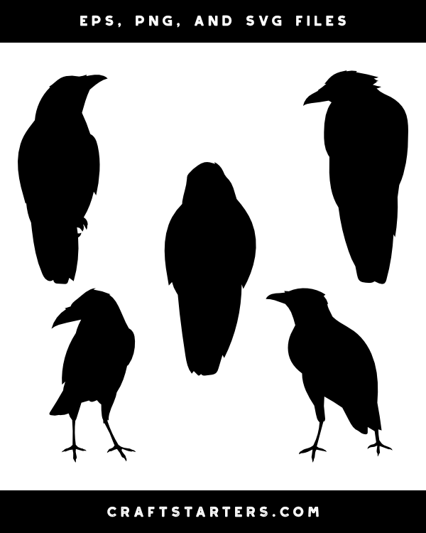 Crow Front View Silhouette Clip Art
