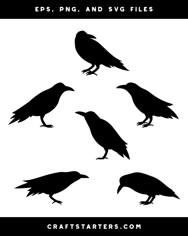 Crow Side View Silhouette Clip Art
