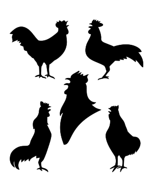 Crowing Rooster Silhouette Clip Art
