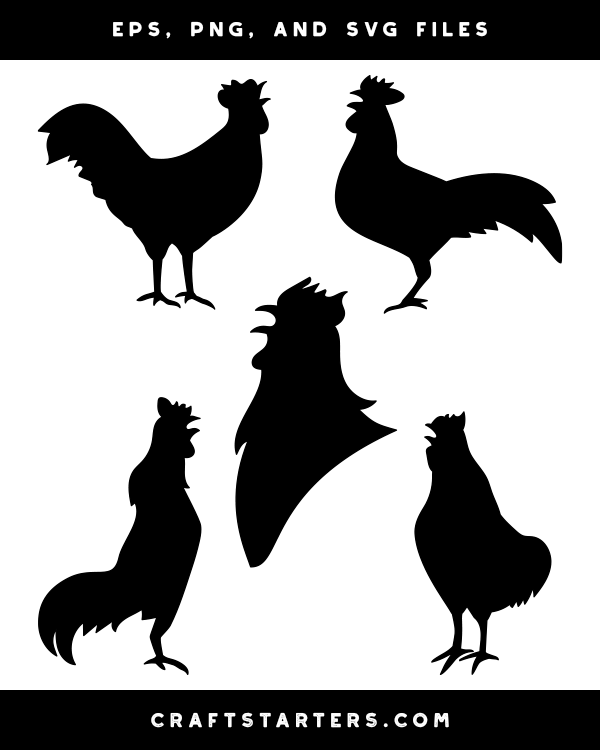 Crowing Rooster Silhouette Clip Art