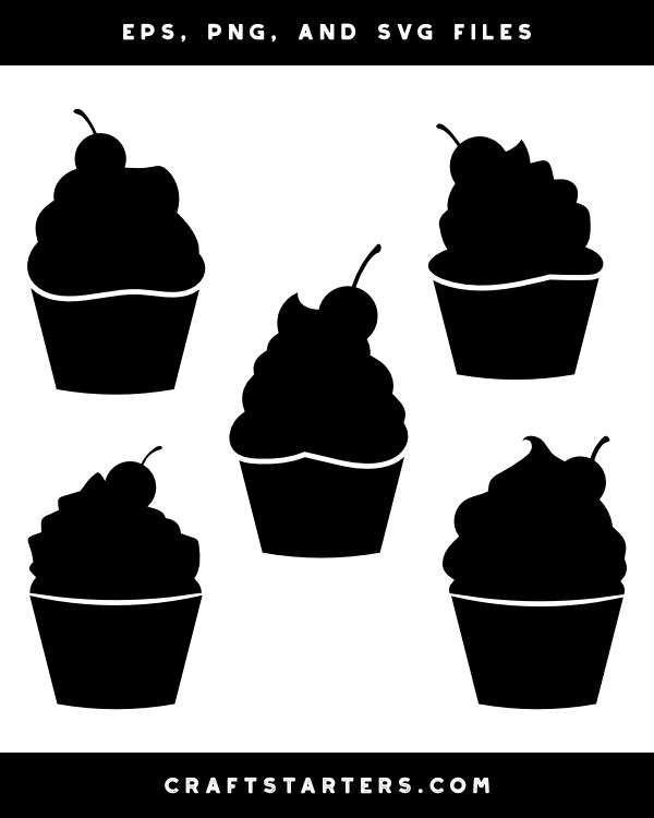 Cupcake with Cherry Silhouette Clip Art
