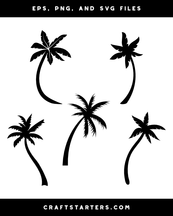 Curved Palm Tree Silhouette Clip Art