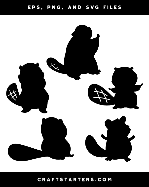 Cute Beaver Silhouette Clip Art
