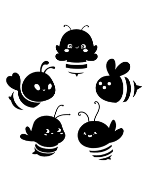 Cute Bee Silhouette Clip Art