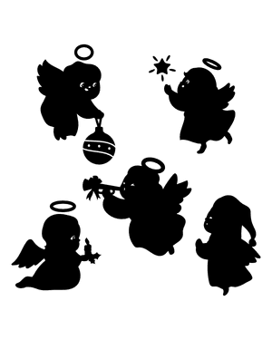 Cute Christmas Angel Silhouette Clip Art