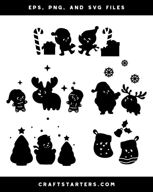 Cute Christmas Silhouette Clip Art