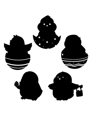 Cute Easter Chick Silhouette Clip Art