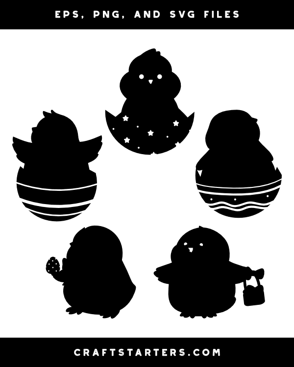Cute Easter Chick Silhouette Clip Art