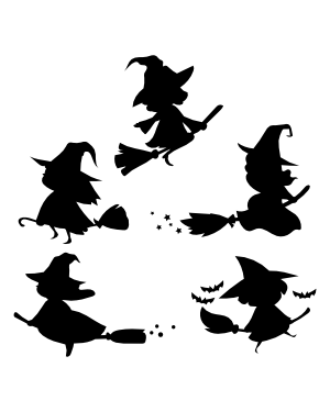Cute Flying Witch Silhouette Clip Art