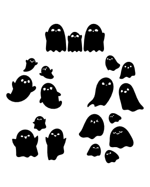 Cute Ghost Family Silhouette Clip Art