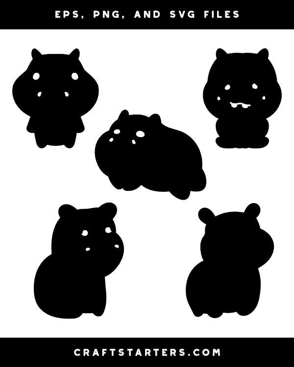 Cute Hippo Silhouette Clip Art