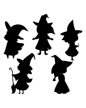 Cute Standing Witch Silhouette Clip Art