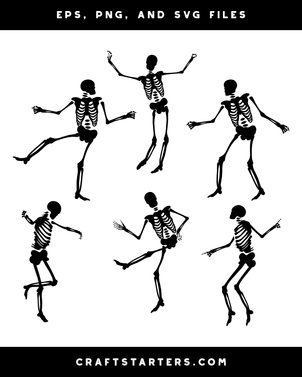 Dancing Skeleton Silhouette Clip Art