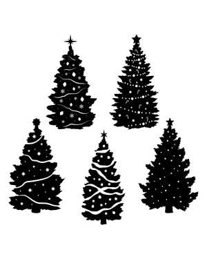 Decorated Christmas Tree Silhouette Clip Art