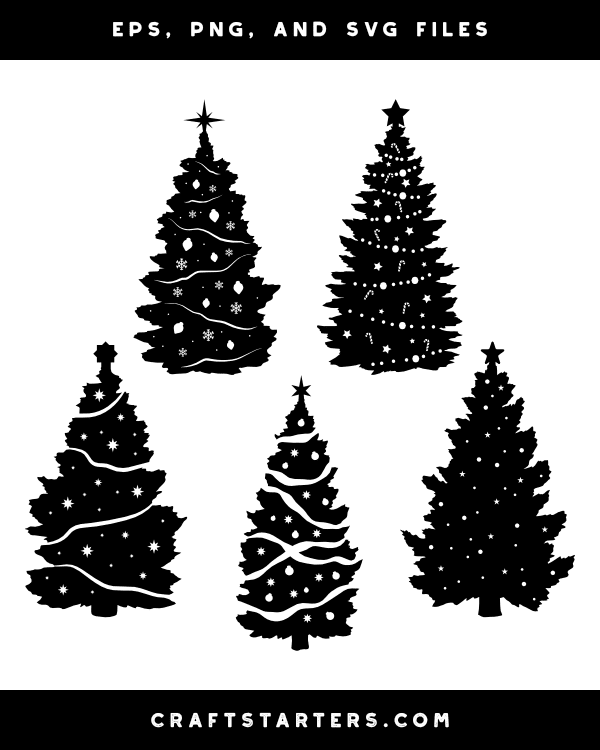 Decorated Christmas Tree Silhouette Clip Art