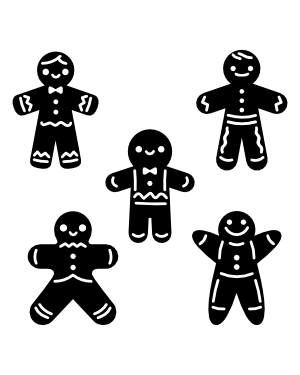 Decorated Gingerbread Man Silhouette Clip Art