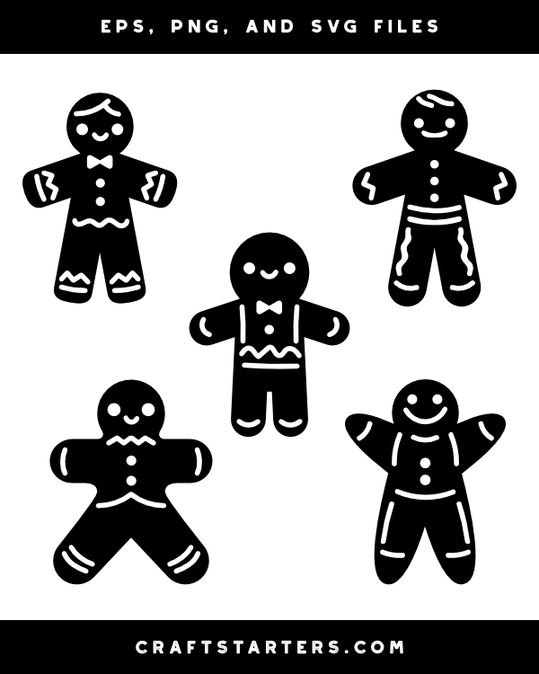 Decorated Gingerbread Man Silhouette Clip Art