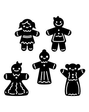 Decorated Gingerbread Woman Silhouette Clip Art