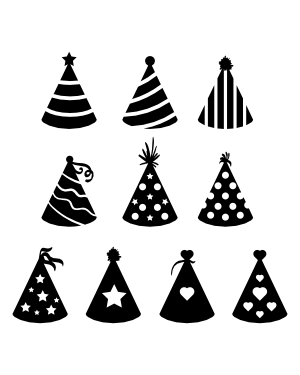 Decorated Party Hat Silhouette Clip Art