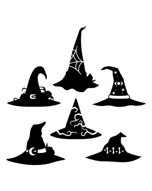 Decorated Witch Hat Silhouette Clip Art