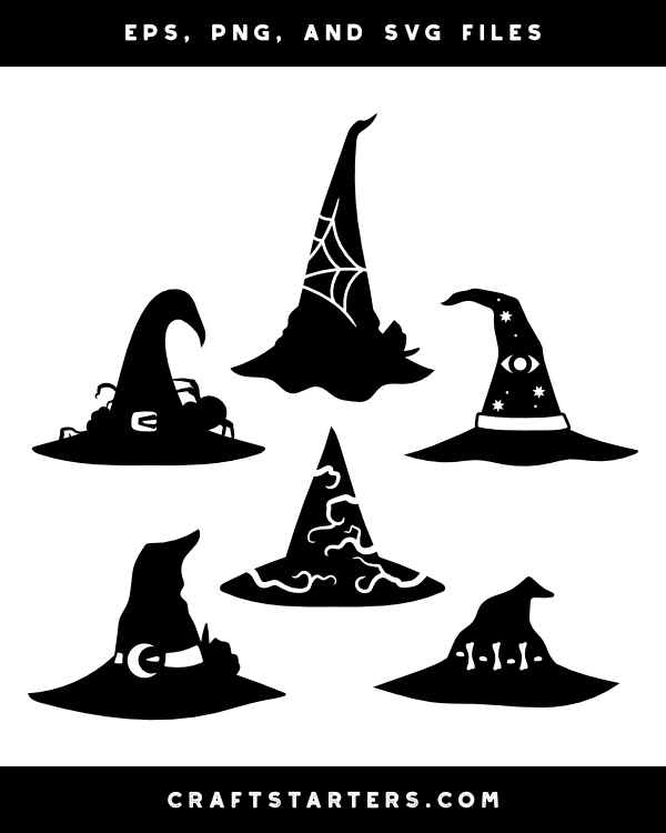 Decorated Witch Hat Silhouette Clip Art