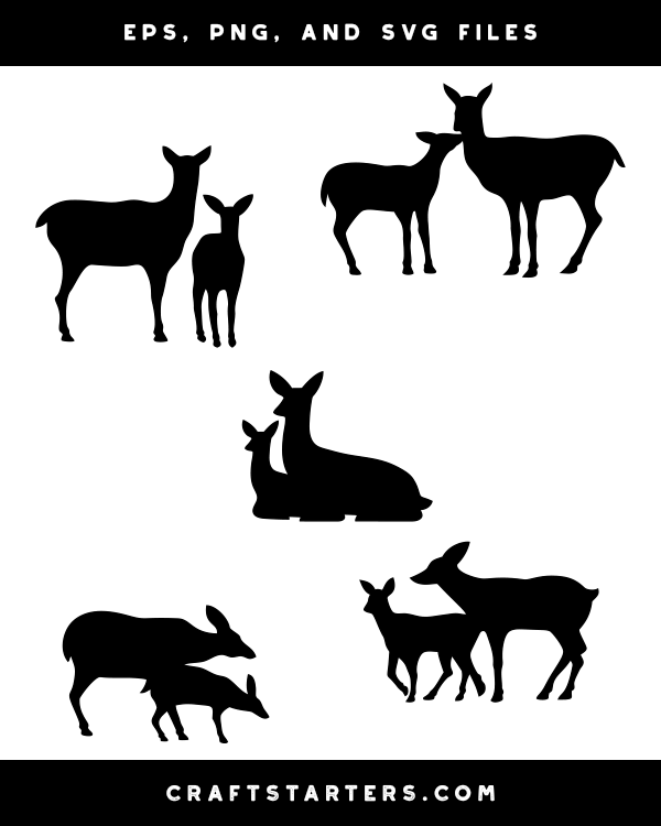 Deer And Fawn Silhouette Clip Art