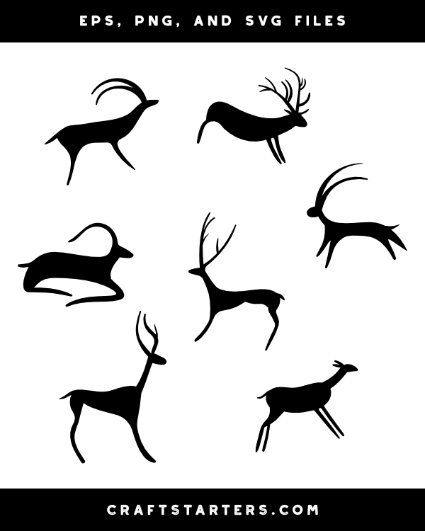 Deer Cave Painting Silhouette Clip Art