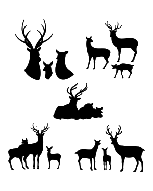 Deer Family Silhouette Clip Art