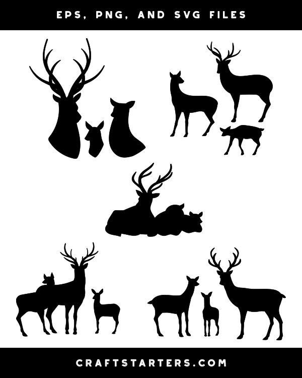 Deer Family Silhouette Clip Art