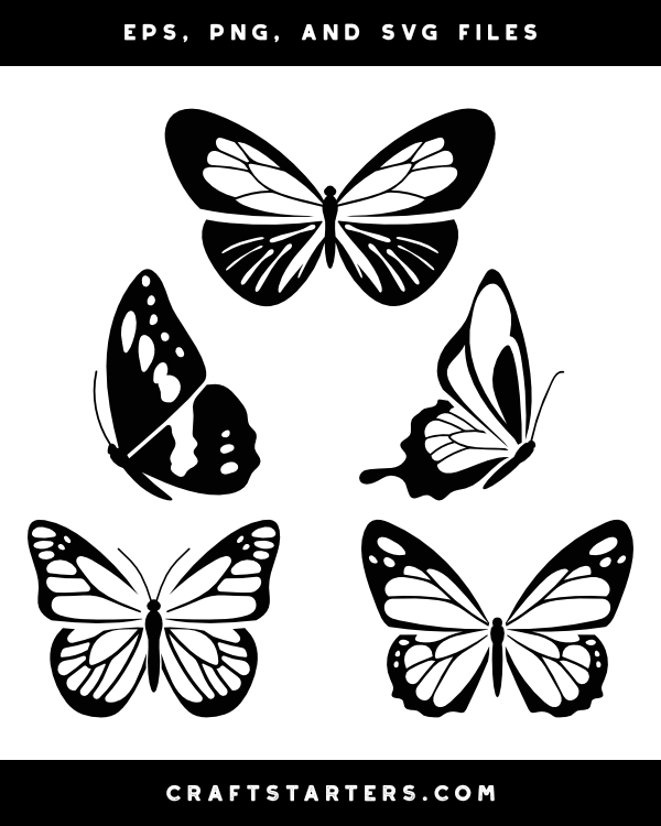 Detailed Butterfly Silhouette Clip Art