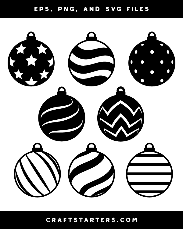 Detailed Christmas Ball Ornament Silhouette Clip Art