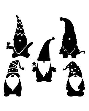 Detailed Christmas Gnome Silhouette Clip Art
