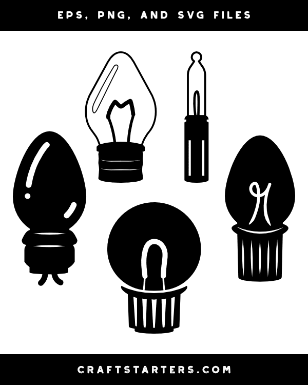 Detailed Christmas Light Silhouette Clip Art