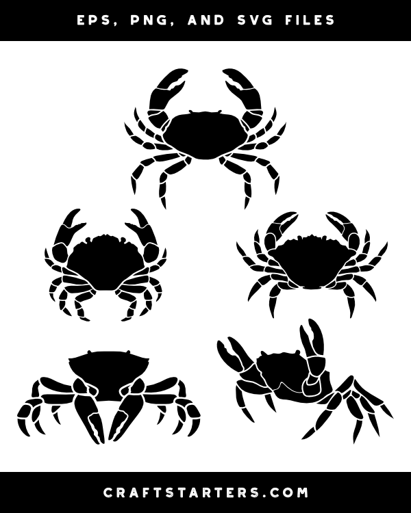 Detailed Crab Silhouette Clip Art