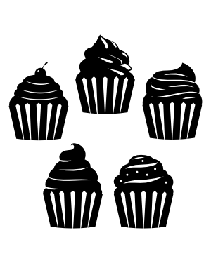 Detailed Cupcake Silhouette Clip Art