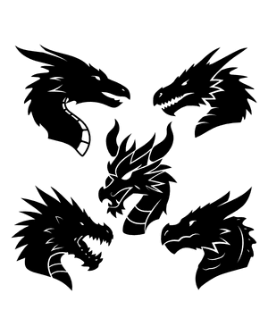 Detailed Dragon Head Silhouette Clip Art