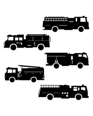 Detailed Fire Truck Silhouette Clip Art