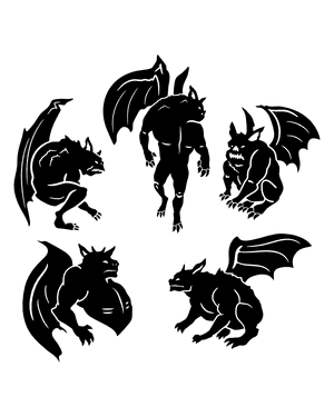 Detailed Gargoyle Silhouette Clip Art