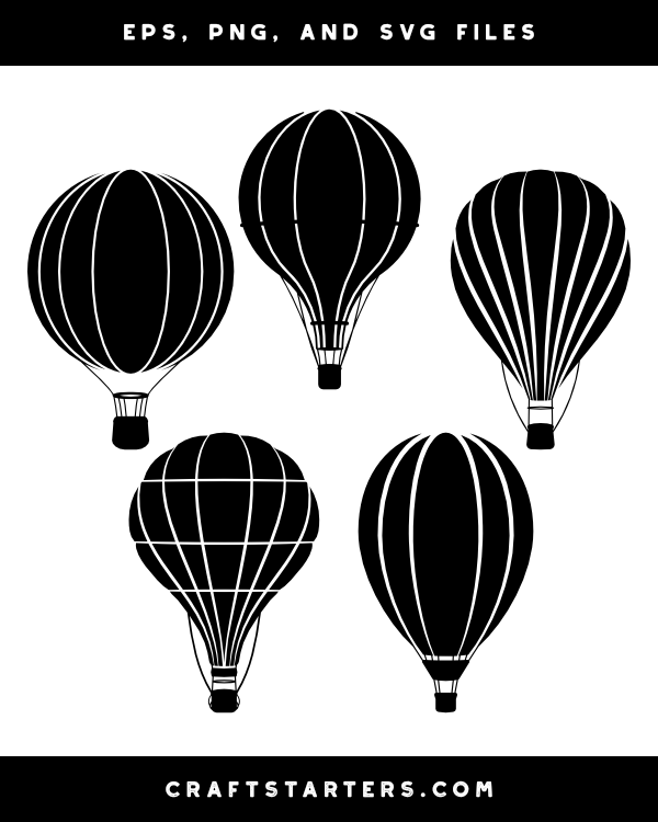 Detailed Hot Air Balloon Silhouette Clip Art