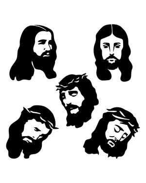 Detailed Jesus Head Silhouette Clip Art